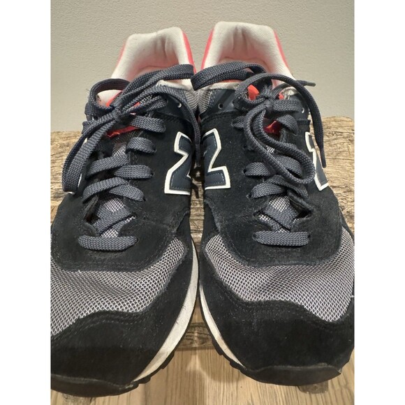 New Balance 574 Black Gray Neon Pink Suede Mens 9.5 Womens 11 VGUC Sneaker Encap - Picture 13 of 13